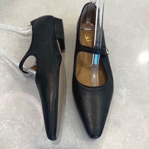 Sam Edelman Michaela Wom 9.5 Black Leather Pointy Toe Mary Jane Flat Gold Button